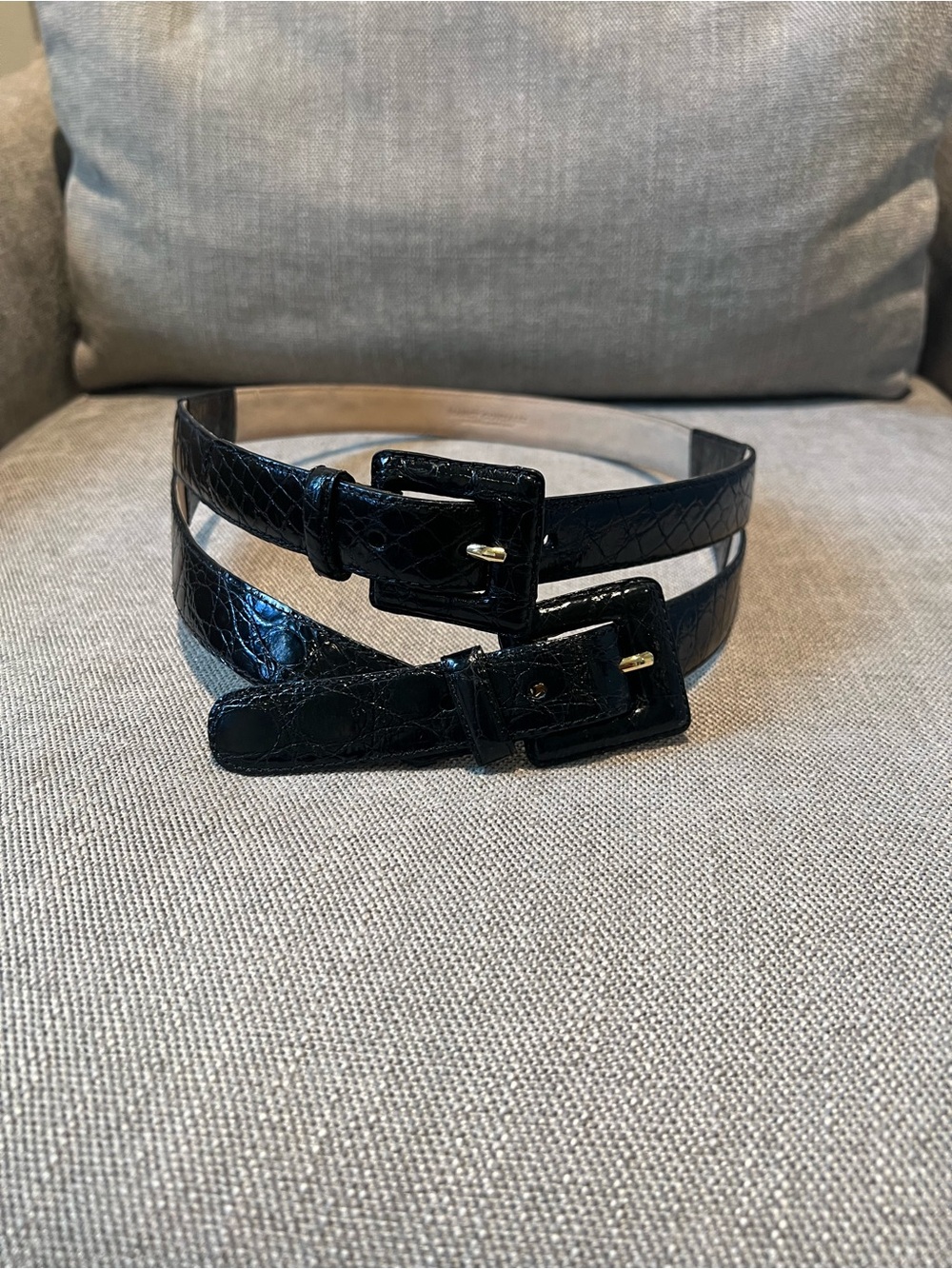 Nancy Gonzalez Genuine Crocodile Double Wrap Belt Black Size Small Colombia